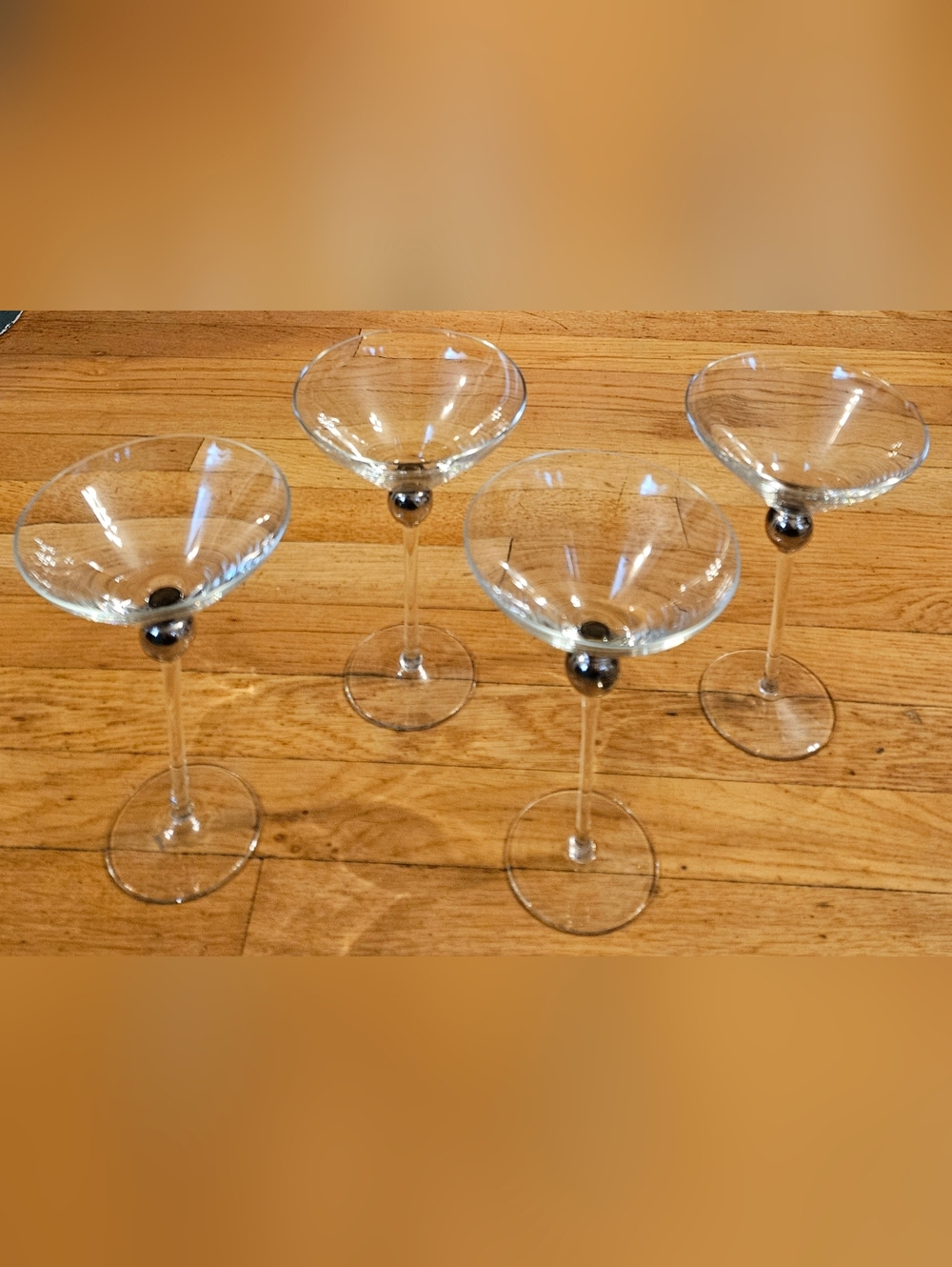 *MCM Long Stemmed Silver Ball Vintage Martini Glasses Set of 4